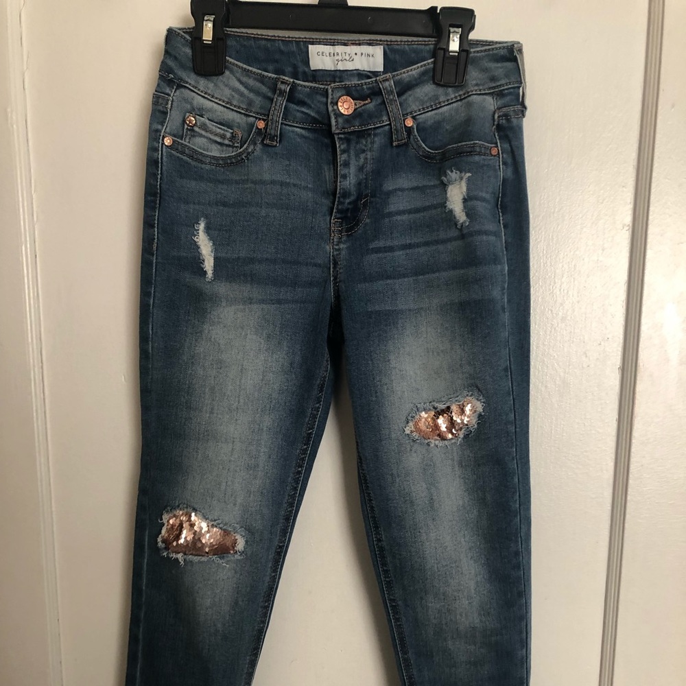 Girls SZ 12 Jeans Rosegold. Never worn.